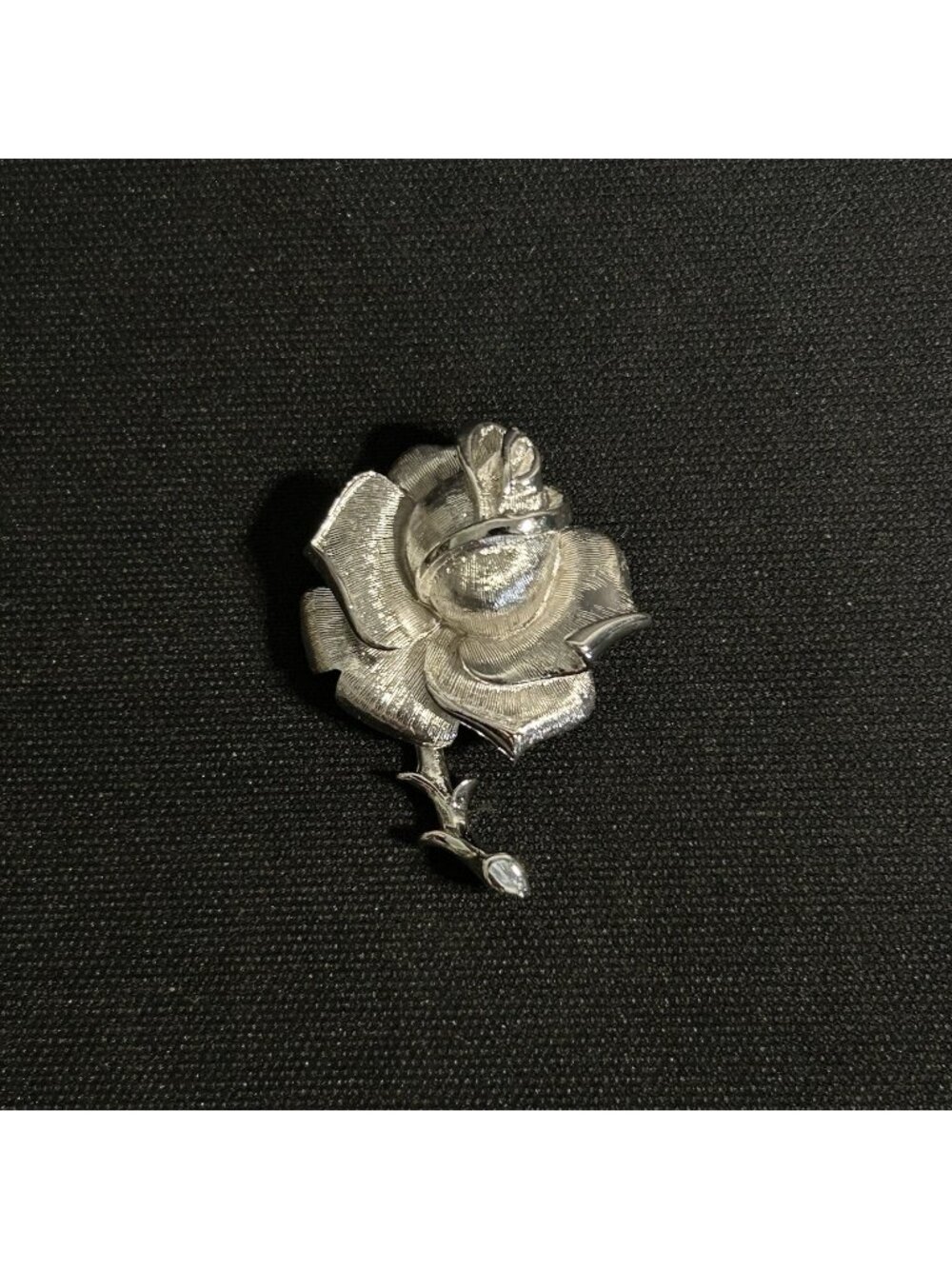 Vintage Accents by Hallmark Brushed Silver Tone Blossom Rose Brooch Pin
